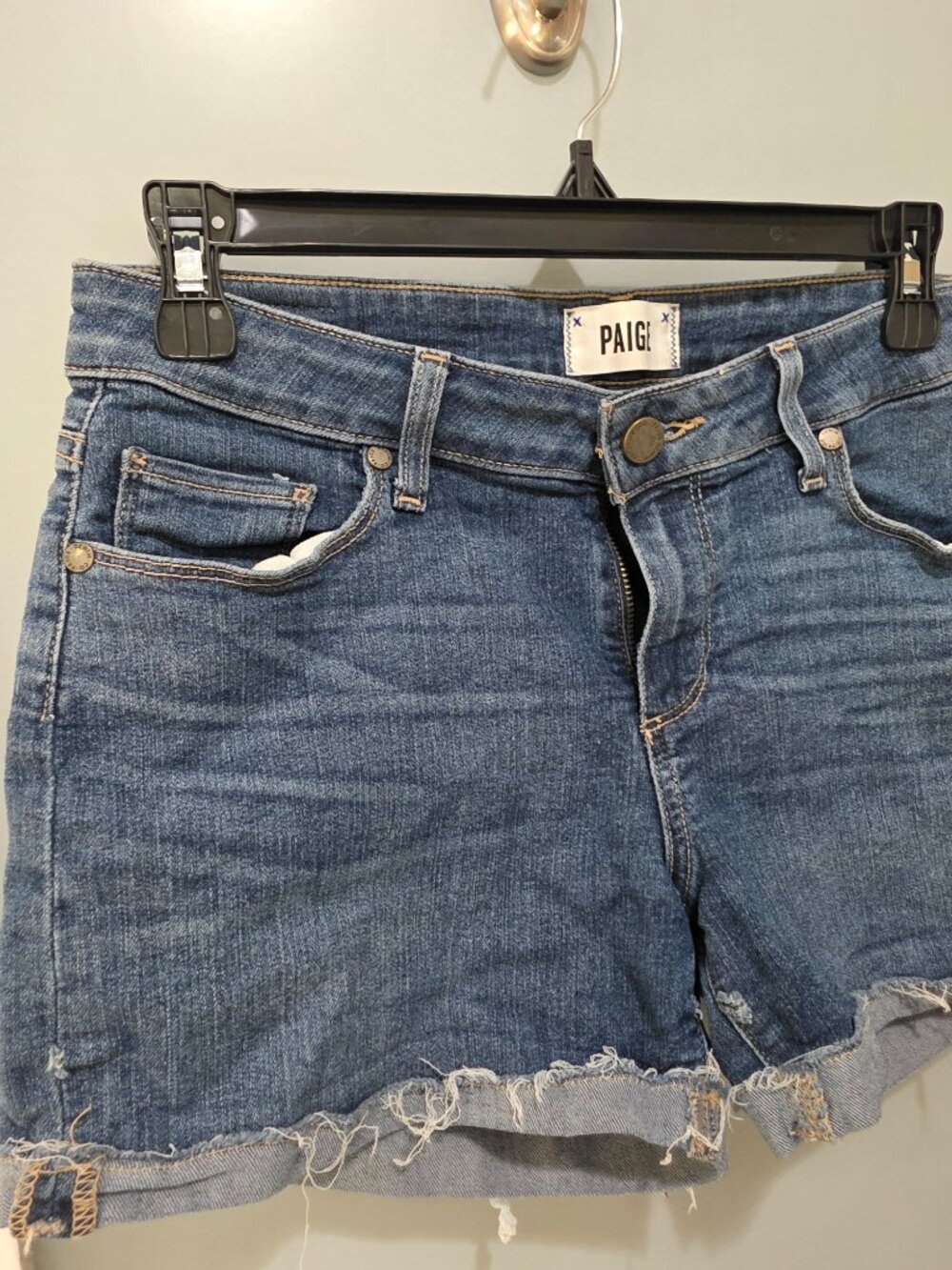 Paige Denim Cutoff Jean Shorts – Size 25, Blue, Distressed Raw Hem - Picture 5 of 6